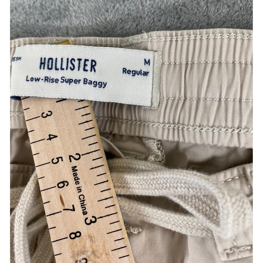 Hollister Low-Rise Super Baggy Pants Khaki Tan Wide Leg Women Medium Regular - Picture 4 of 16
